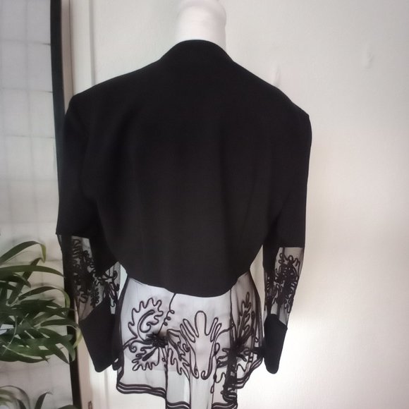 BLACK CAT Button Up Long Sleeve Black Mesh Women Jacket Medium - Picture 2 of 4